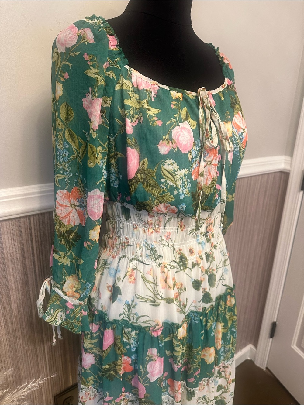 Fig & Flower Floral Cottagecore Peasant Midi Dress Women’s Medium NWOT Boho - Picture 7 of 14